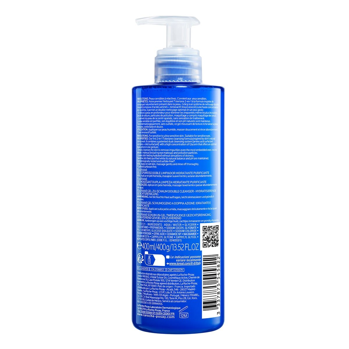 Lrp Toleriane Foam in Gel Hydrating Purifying Double Cleanser Pack Back